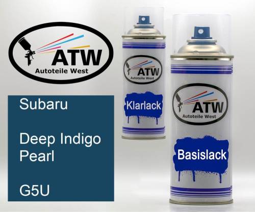 Subaru, Deep Indigo Pearl, G5U: 400ml Sprühdose + 400ml Klarlack - Set, von ATW Autoteile West.